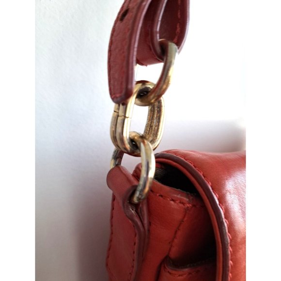 J.Crew Womens Saddlebag Red Orange 100% Leather Crossbody Purse Pre-owned - Picture 10 of 13